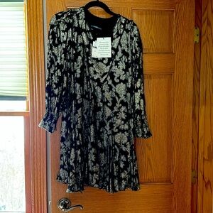 Anthropology dress NWT. Black and gold metallic. XS.